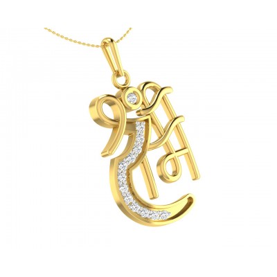 Propitious Shri Ram pendant in gold with diamonds